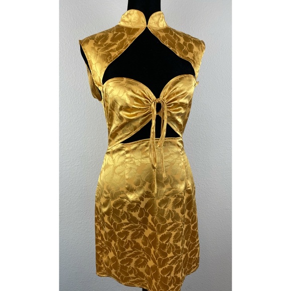 PrettyLittleThing Dresses & Skirts - PLT • Gold Leaf Cutout Mini Dress